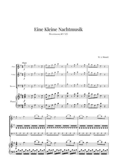Eine Kleine Nachtmusik for Flute, Violin, Bassoon and Piano (arr. Cadenza Editions)