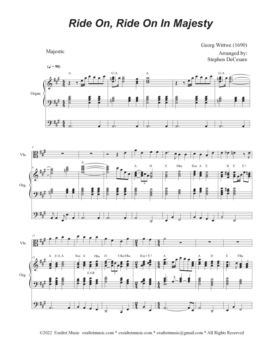 Ride On, Ride On In Majesty (Viola solo and Organ) (arr. Stephen DeCesare)