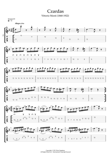 Czardas for Flatpicking Guitar / Electric Guitar (arr. Roni Seppänen)
