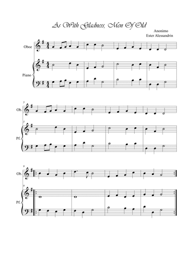 As with gladness, Men of old. Oboe and piano (arr. Ester Alessandrini)