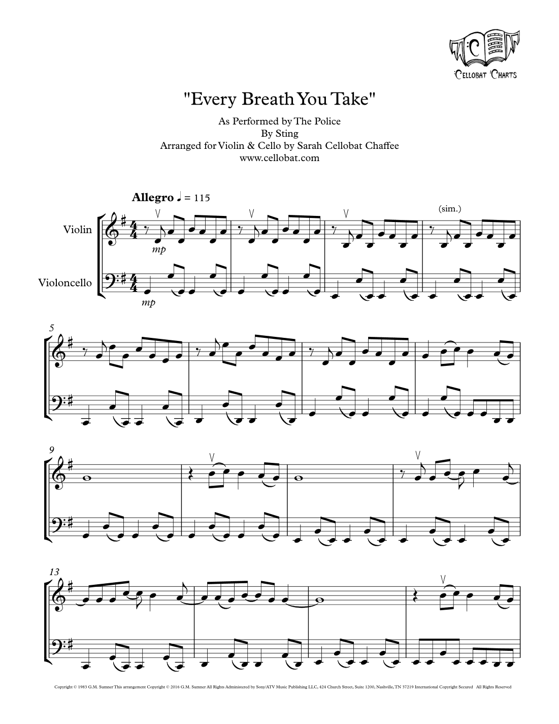 Every Breath You Take (arr. Sarah Cellobat Chaffee)