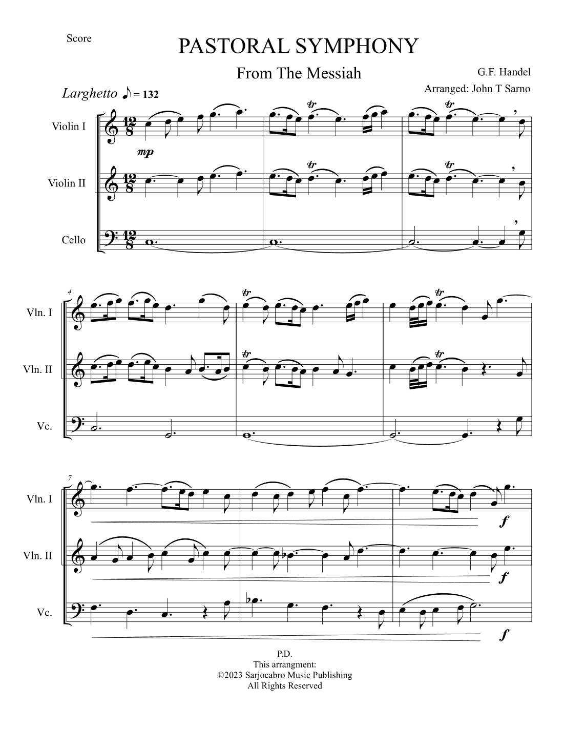 Pastoral Symphony from The Messiah (arr. John T Sarno)