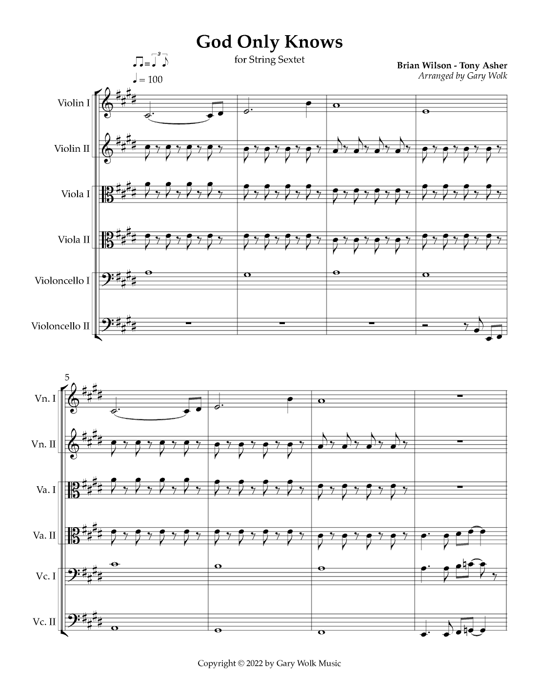 God Only Knows (arr. Gary Wolk)