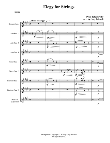 Elegie for Strings (arr. Gary Bricault)