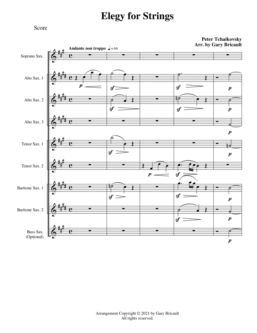 Elegie for Strings (arr. Gary Bricault)