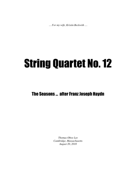 String Quartet No. 12 ... The Seasons (2010) full score