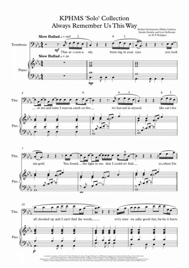 Always Remember Us This Way (arr. Kevin P Holdgate)