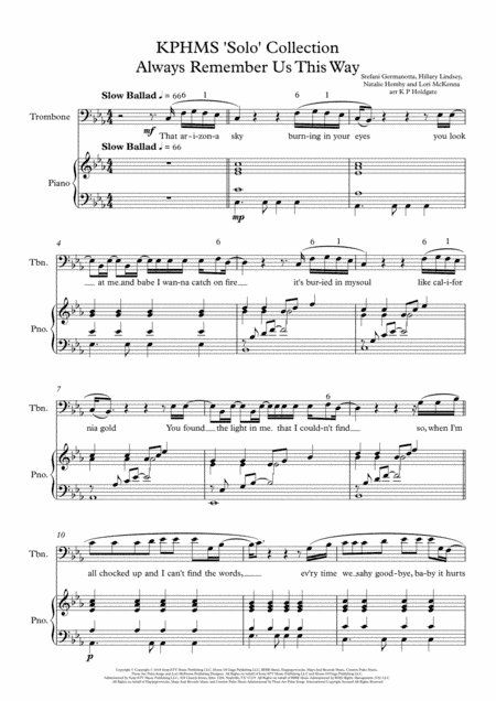 Always Remember Us This Way (arr. Kevin P Holdgate)