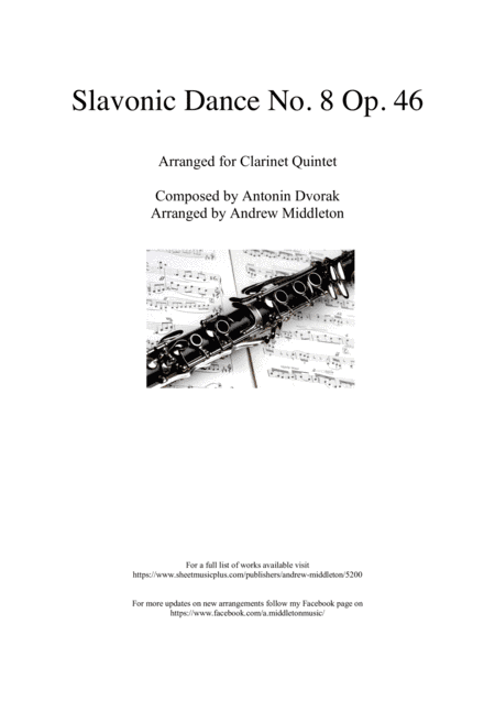 Slavonic Dance No. 8 Op. 46 arranged for Clarinet Quintet (arr. Andrew Middleton)