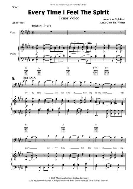 Every Time I Feel The Spirit (arr. Gert Th. Walter)