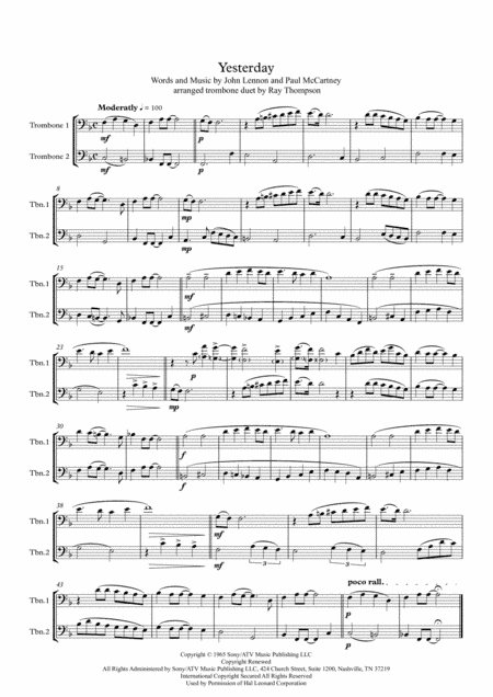 Yesterday (arr. Ray Thompson)
