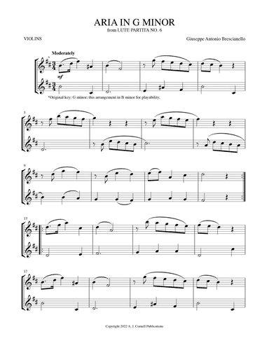Aria in G Minor (from Lute Partita No. 6) (arr. Mark Phillips)