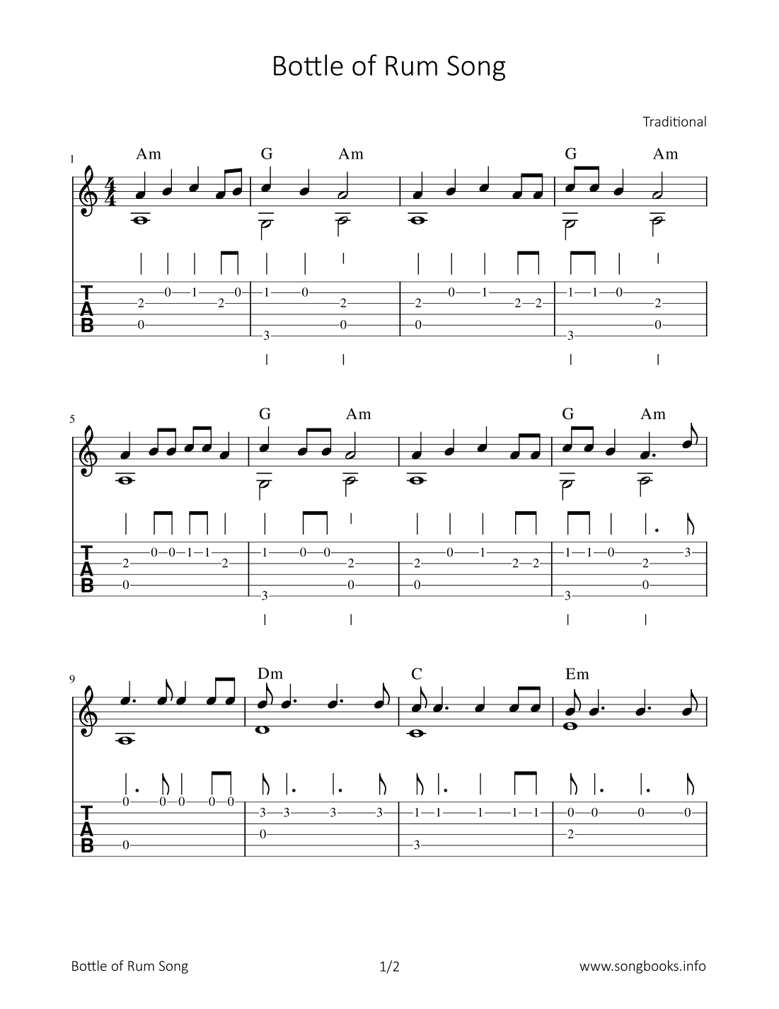 Bottle of Rum Song (arr. Bettina Schipp)