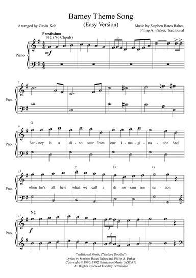 Barney Theme Song (arr. Gavin Koh)