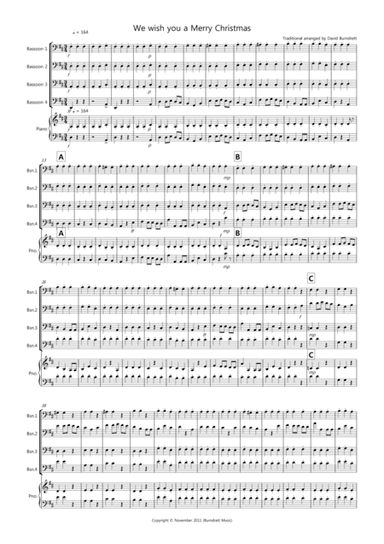 We wish you a Merry Christmas for Bassoon Quartet (arr. David Burndrett)