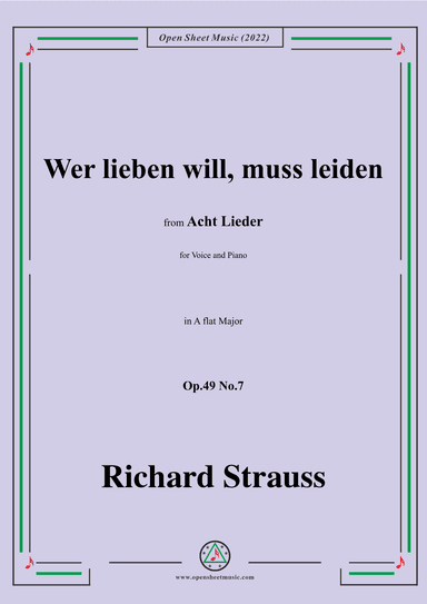 Richard Strauss-Wer lieben will,muß leiden,in A flat Major (arr. OSM Press)