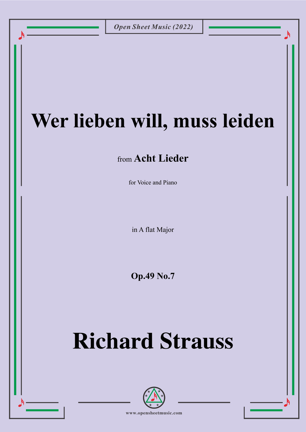 Richard Strauss-Wer lieben will,muß leiden,in A flat Major (arr. OSM Press)