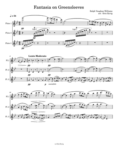 Fantasia on Greensleeves arranged for Flute Trio (arr. Erin Dyvig)