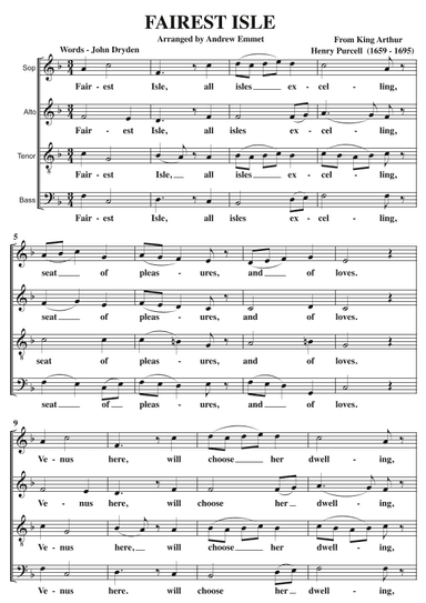 Fairest Isle A Cappella SATB (arr. Andrew Emmet)