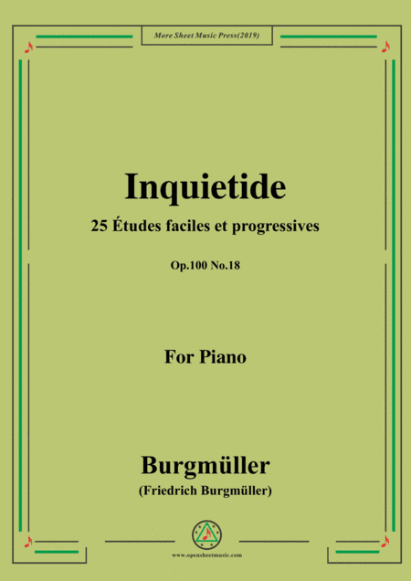 Burgmüller-25 Études faciles et progressives, Op.100 No.18,Inquietide (arr. MSM)