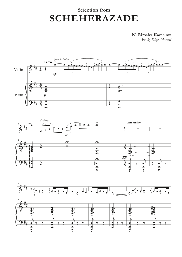 Scheherazade for Violin and Piano (arr. Diego Marani)