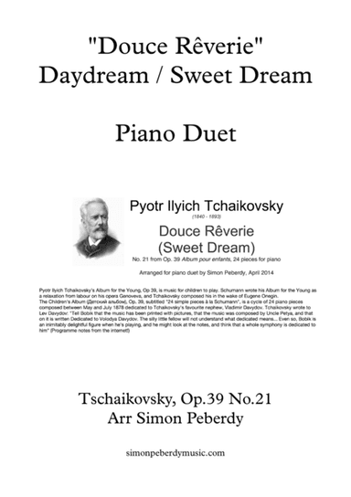 Sweet Dream / Douce Rêverie for Piano Duet (Tchaikovsky arr. Simon Peberdy) (arr. Simon Peberdy)