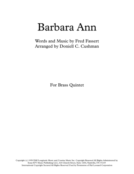 Barbara Ann (arr. Doniell Cushman)