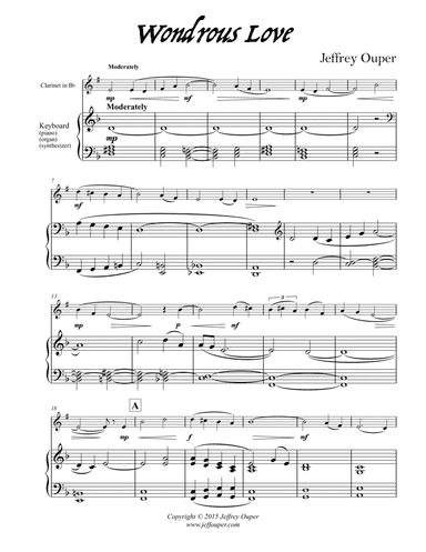 Wondrous Love (for Clarinet) (arr. Jeffrey Ouper)