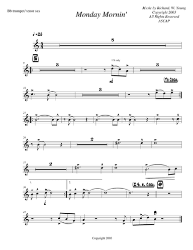 Monday Mornin'- Trumpet/ Tenor Sax