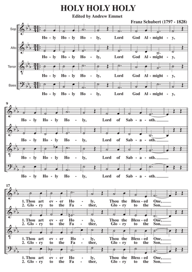 Holy Holy Holy (Schubert) A Cappella SATB (arr. Edited by Andrew Emmet)