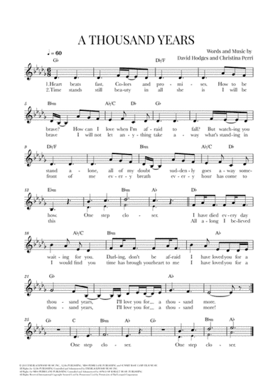 A Thousand Years (arr. Cadenza Editions)