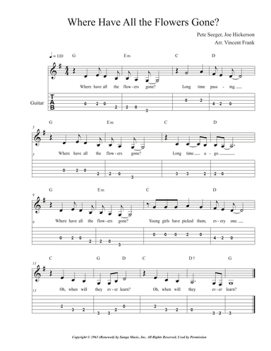 Where Have All The Flowers Gone? (arr. Vincent Frank)