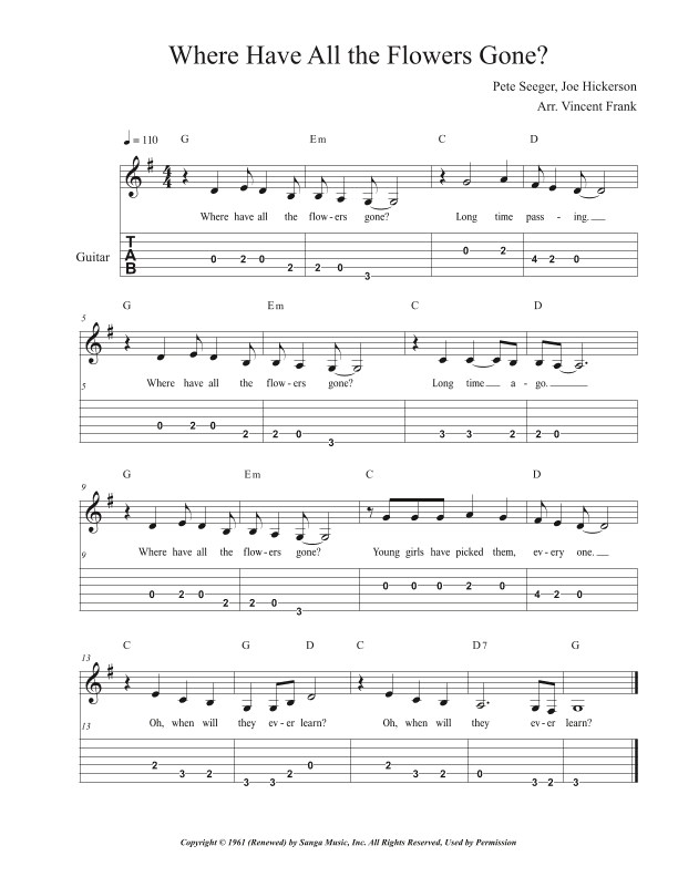 Where Have All The Flowers Gone? (arr. Vincent Frank)