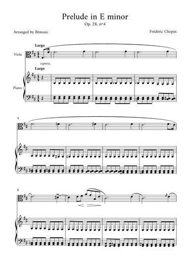 Prelude in E minor (Op. 28, n.4) - Viola and Piano (arr. BTmusic)