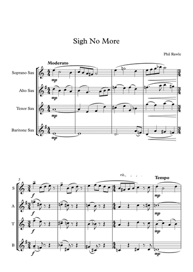Sigh No More - Saxophone Quartet