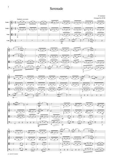 Schubert  Serenade, for string quartet, CS003 (arr. FCMUSIC)