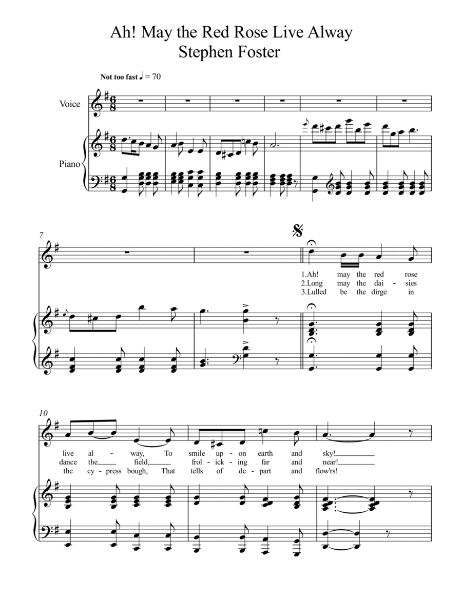 Stephen Foster - Ah! May the Red Rose Live Alway (Voice and Piano) (arr. Wesley S. SIlva)