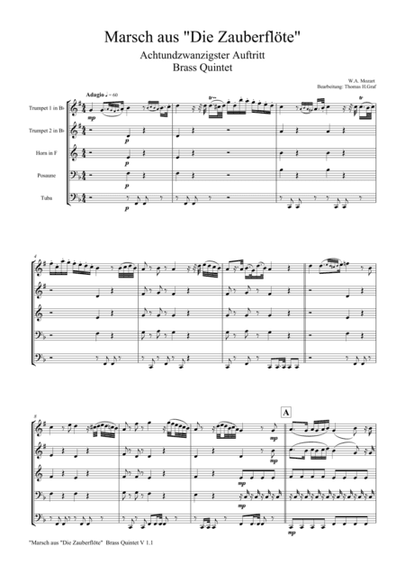 The Magic Flute, Mozart, March - Brass Quintet (arr. Thomas H. Graf)