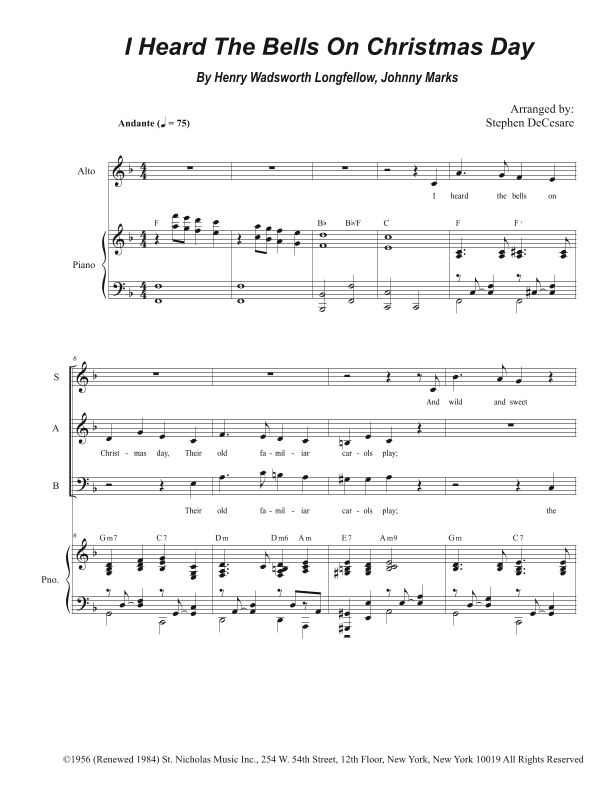 I Heard The Bells On Christmas Day (arr. Stephen DeCesare)