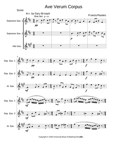 Ave Verum Corpus (arr. Gary Bricault)