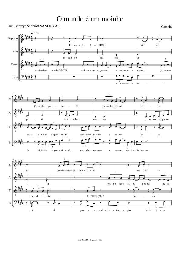 O Mundo E Um Moinho (arr. Bontzye Schmidt Sandoval)