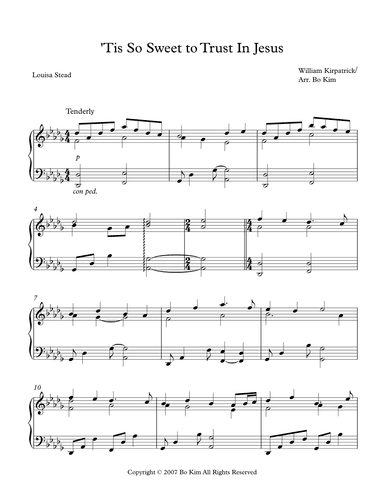 'Tis So Sweet To Trust In Jesus (arr. Bo Kim)