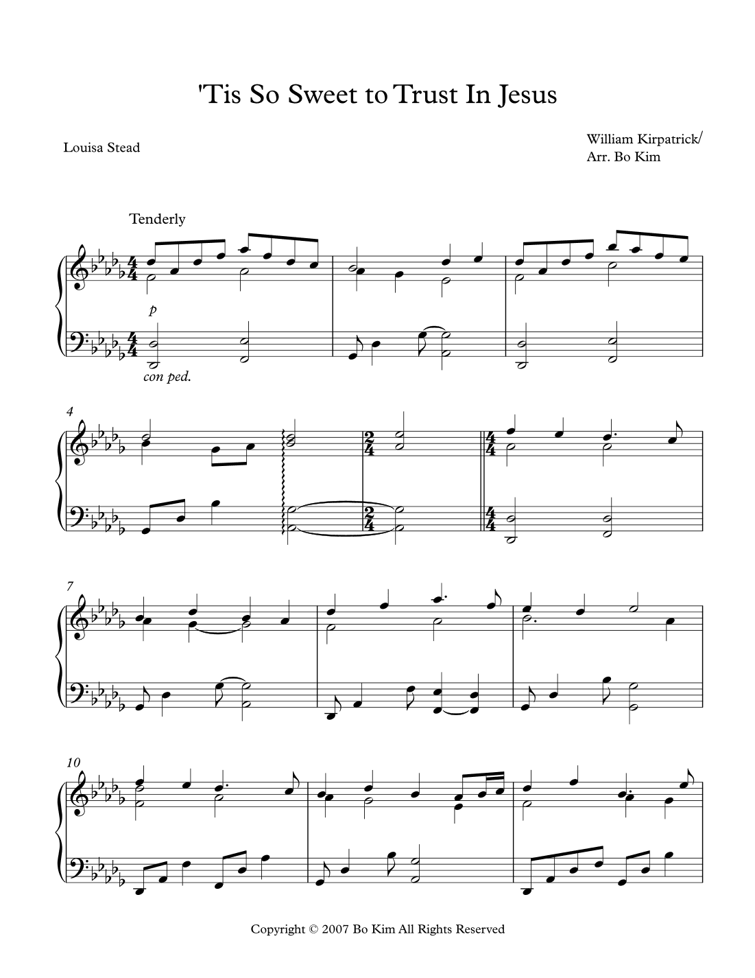 'Tis So Sweet To Trust In Jesus (arr. Bo Kim)