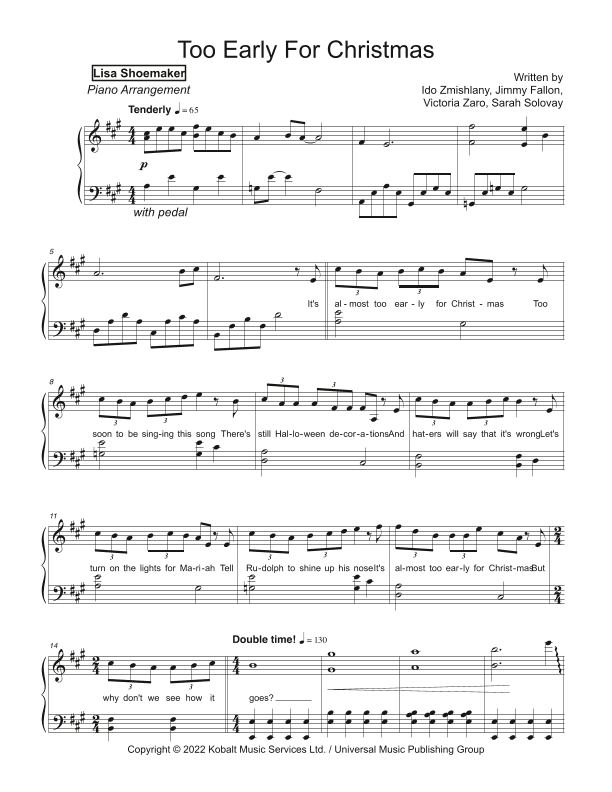 Too Early For Christmas (arr. Lisa Shoemaker)