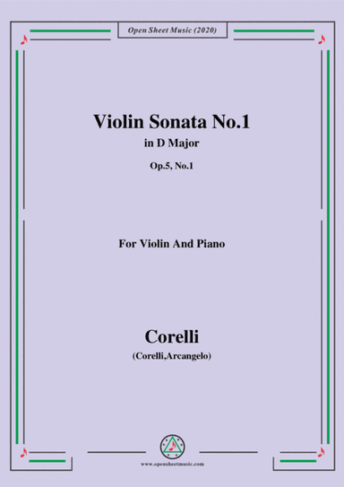Corelli-Violin Sonata No.1 in D Major,Op.5 No.1,for Vioin and Piano (arr. MSM)