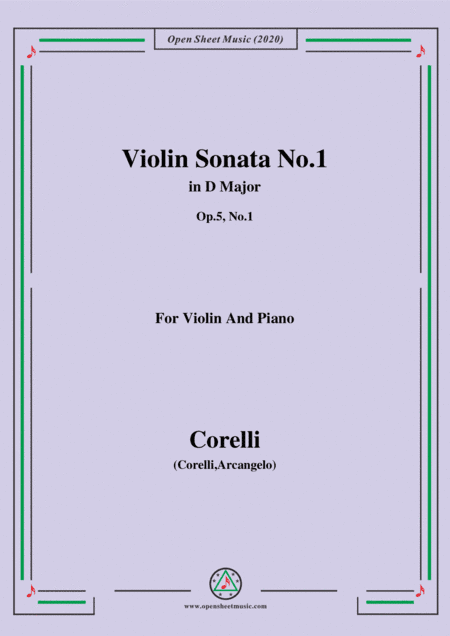 Corelli-Violin Sonata No.1 in D Major,Op.5 No.1,for Vioin and Piano (arr. MSM)