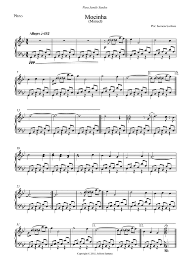 Minuet Mocinha - easy piano