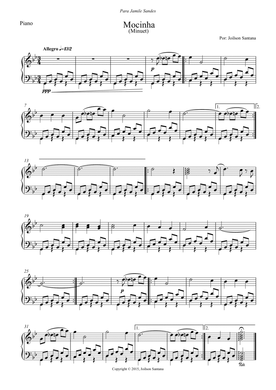 Minuet Mocinha - easy piano