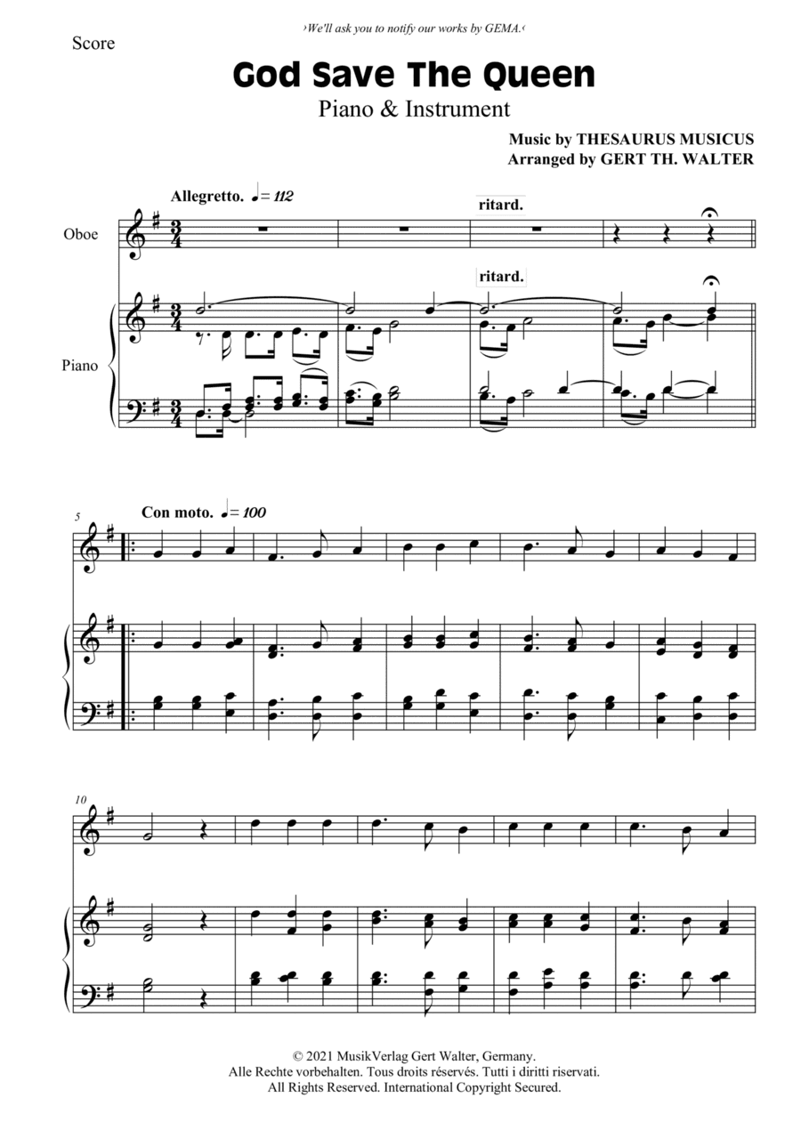 God Save The Queen (arr. Gert Th. Walter)