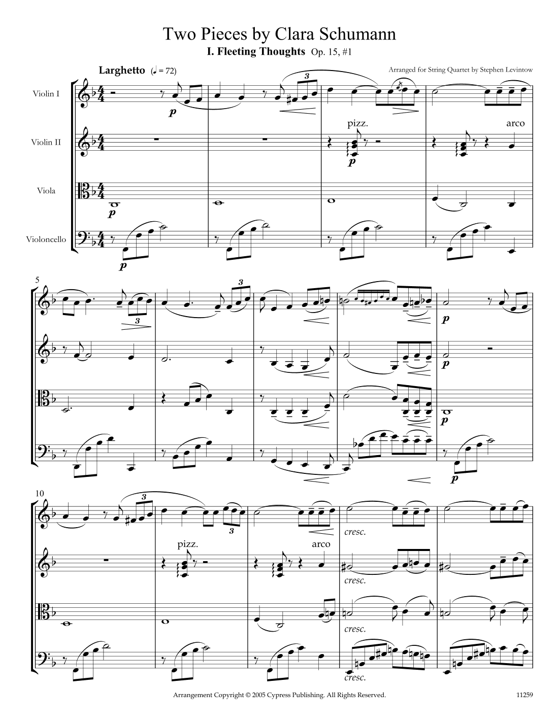 Two Pieces by Clara Schumann (arr. Stephen Levintow)